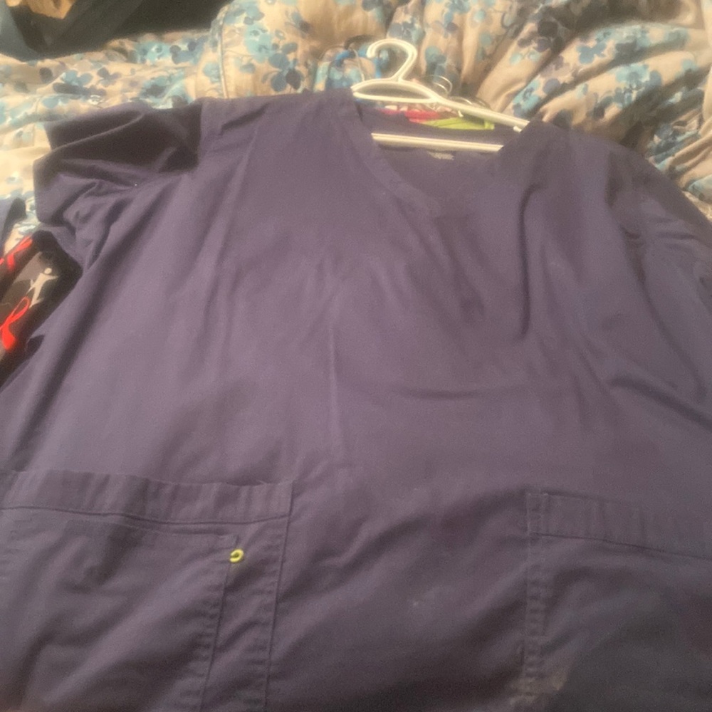 Navy maternity scrub top